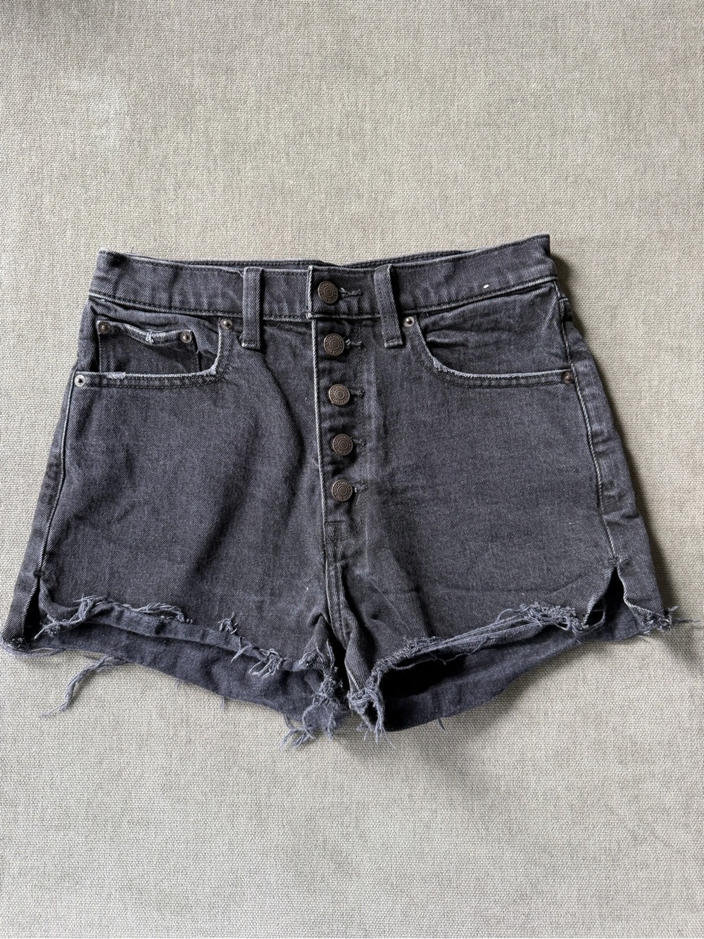 Abercrombie & Fitch Mom High Rise Shorts Black Wash 26